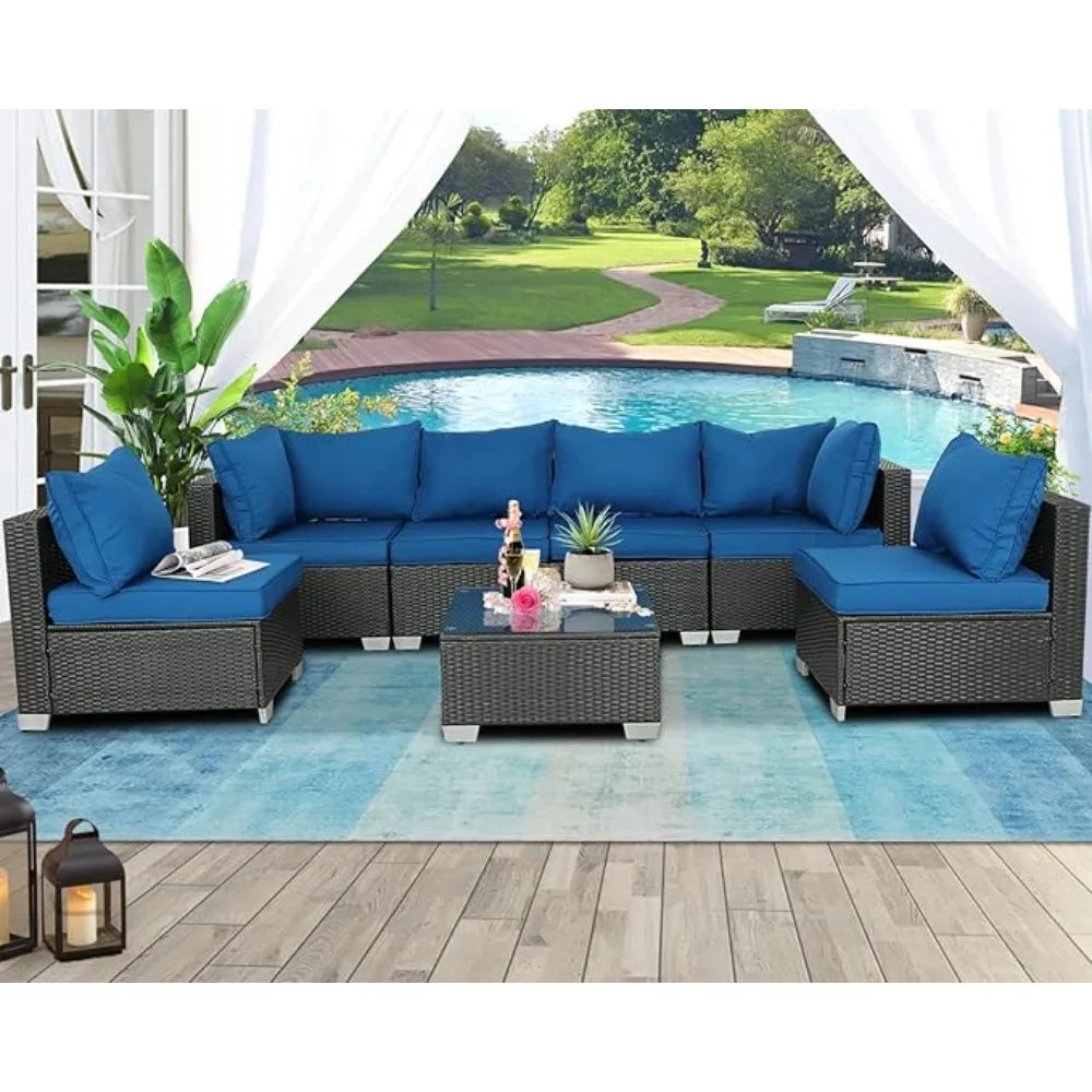 PE rattan outdoor patio furniture with cushions