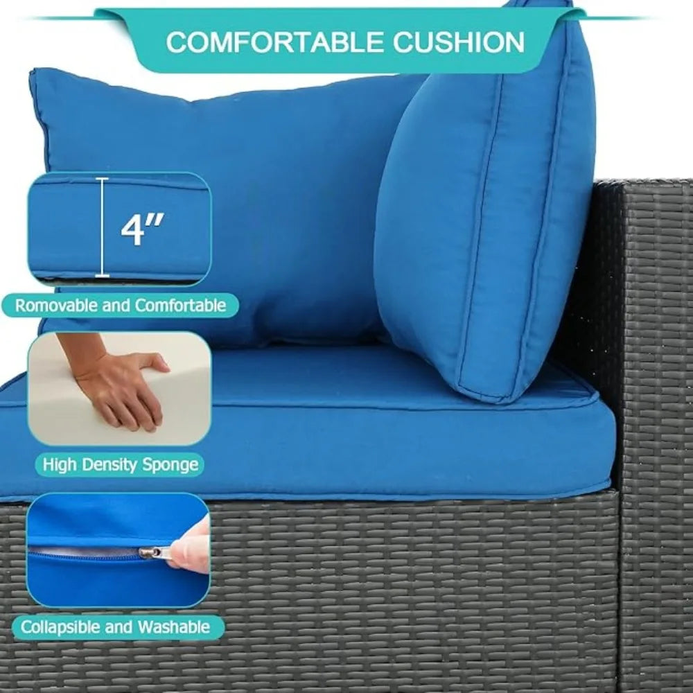 PE rattan outdoor patio furniture with cushions