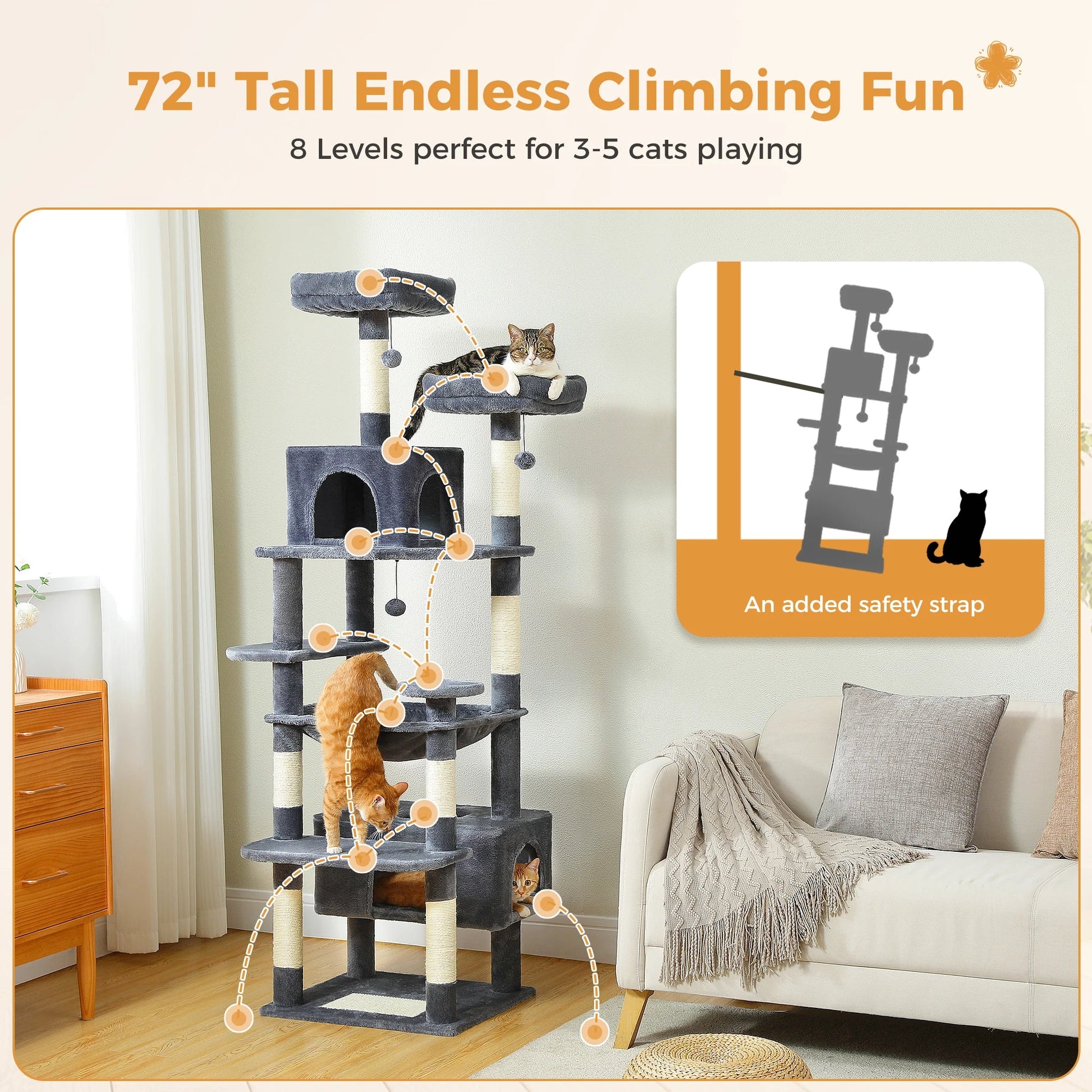 Pet Cat Tree – Multi-Level Cat Furniture Tower with Scratching Posts