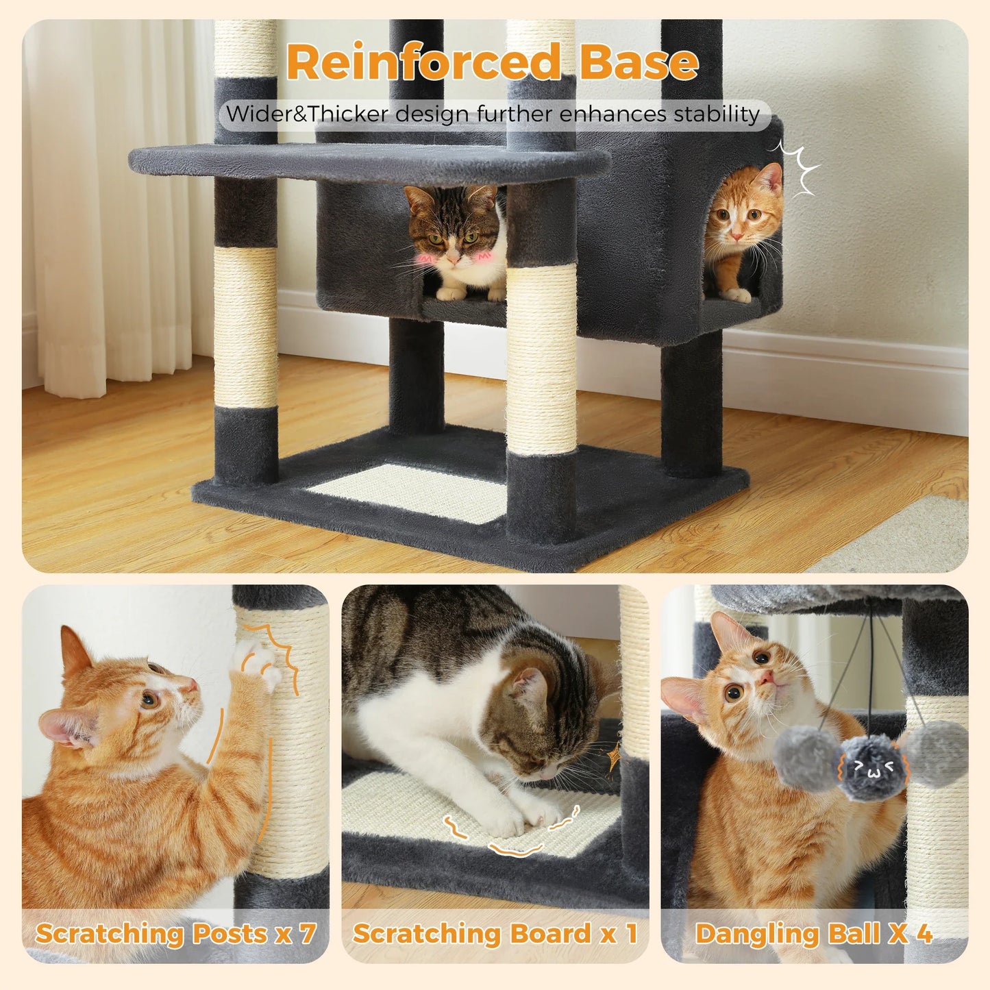Pet Cat Tree – Multi-Level Cat Furniture Tower with Scratching Posts