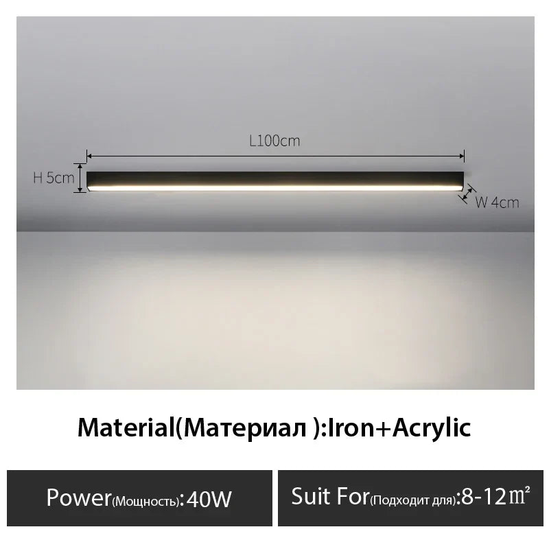 Contemporary Long Strip LED Ceiling Light Fixture for Balcony, Aisle, Bedroom, and Living Room Decor