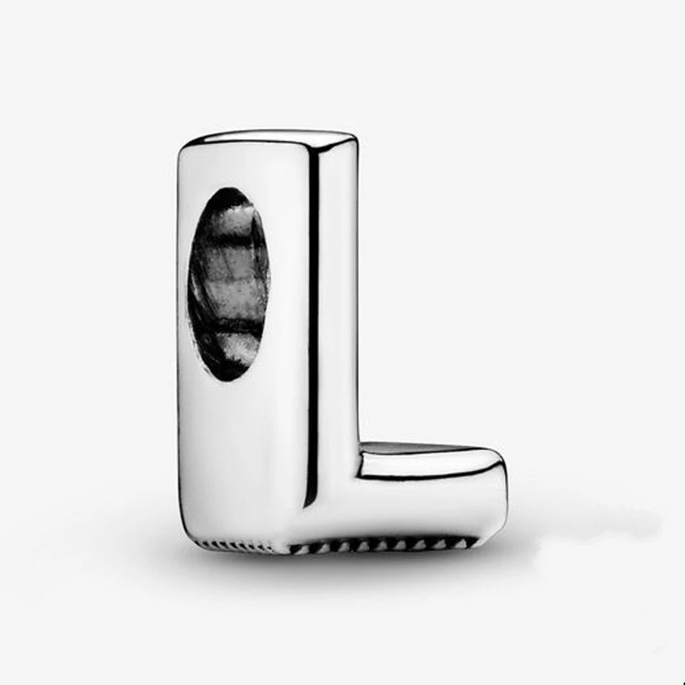 Authentic 925 Silver Plated 26 Letters A-Z Alphabet Bead Charm Fit Pan Bracelet Woman Handbag Holder