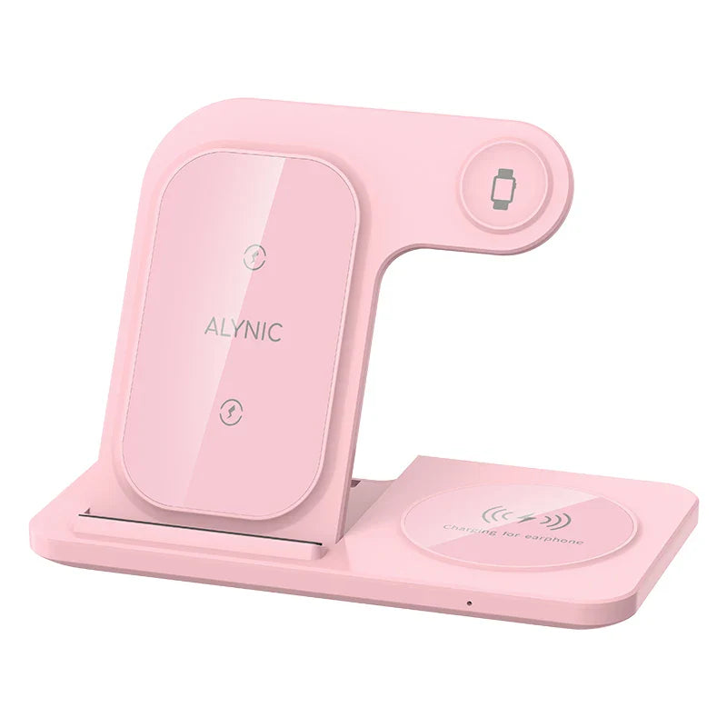 Support de chargeur rapide sans fil LED, station de charge pliable 3 en 1, iPhone 15, 14, 13, 12, 11, Apple Watch 9, 8, 7, 6, 5, Airpods Pro, 30W