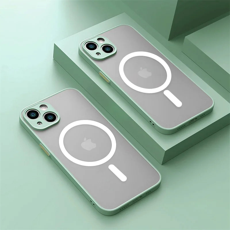 Luxury Matte For Magsafe Case For Apple iPhone 15 14 13 12 11 Pro Max Plus Magnetic Wireless Charging Soft Protection Accessorie