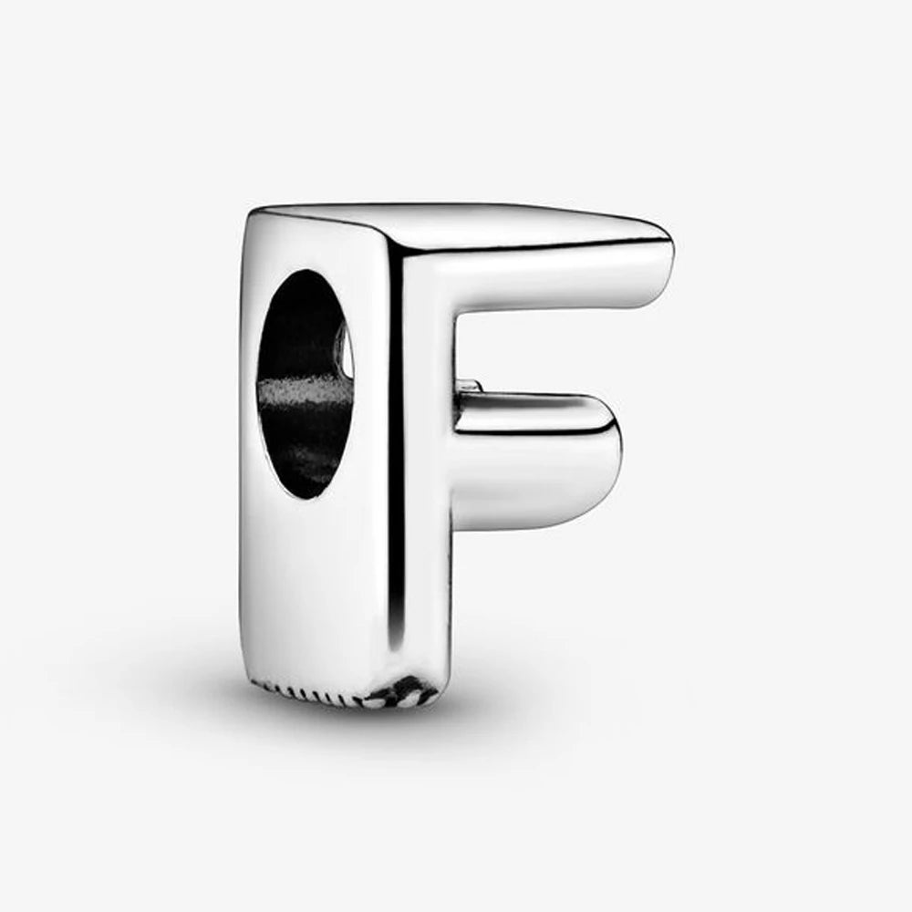 Authentic 925 Silver Plated 26 Letters A-Z Alphabet Bead Charm Fit Pan Bracelet Woman Handbag Holder