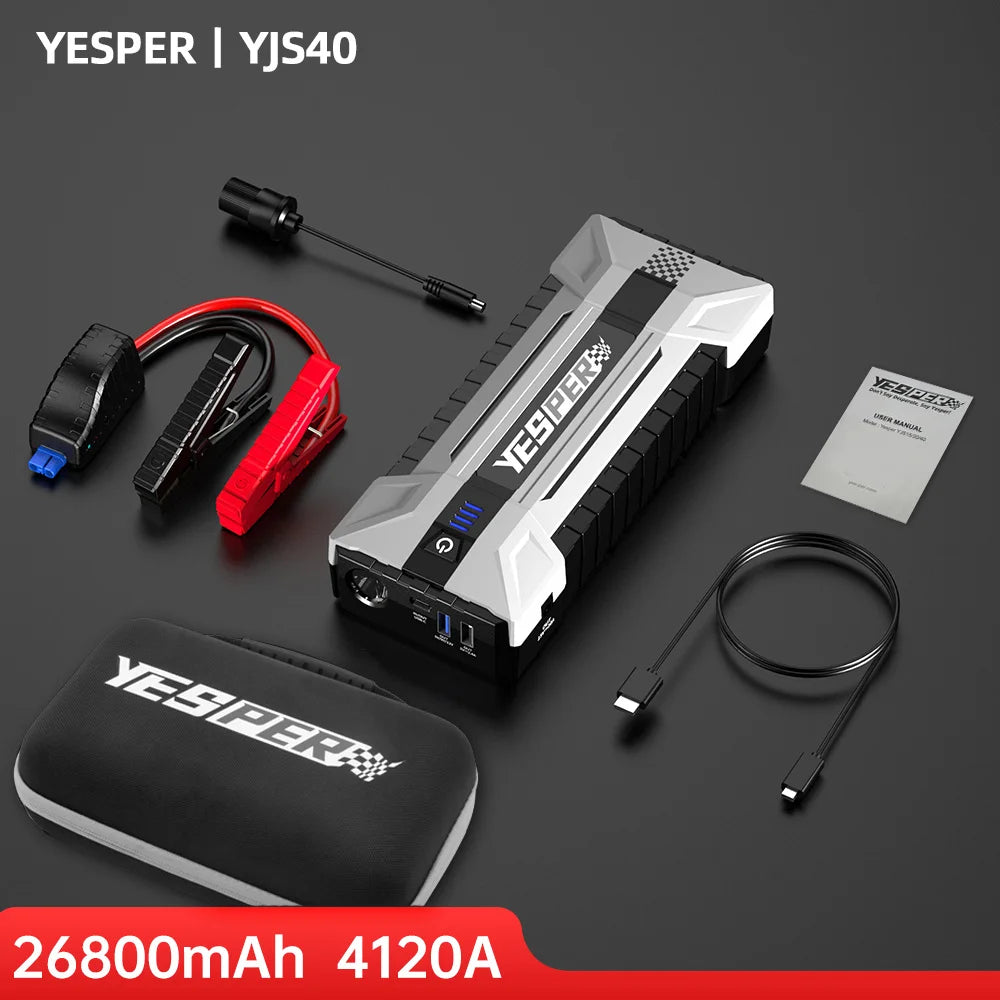 YESPER Car Jump Box ,4120A Peak Jump Box Starter For Car,ALL Gas and Up to 10.0L Diesel Engine, Powerful 12V Jump Pack With Power Bank/Quick Charge/LED Light