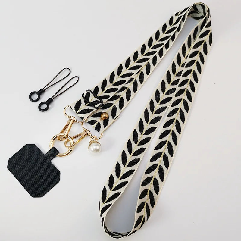 Universal Adjustable Mobile Phone Lanyard for Women Crossbody Single Shoulder Neck Strap Pearl Pendant Hanging Anti Loss Rope
