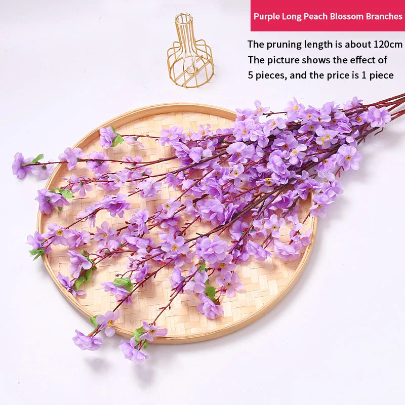 1/3/5pcs Artificial Peach Blossom Branch Spring Plum Cherry Blossom Silk Flower Tree Decoration Home Wedding DIY Decoration