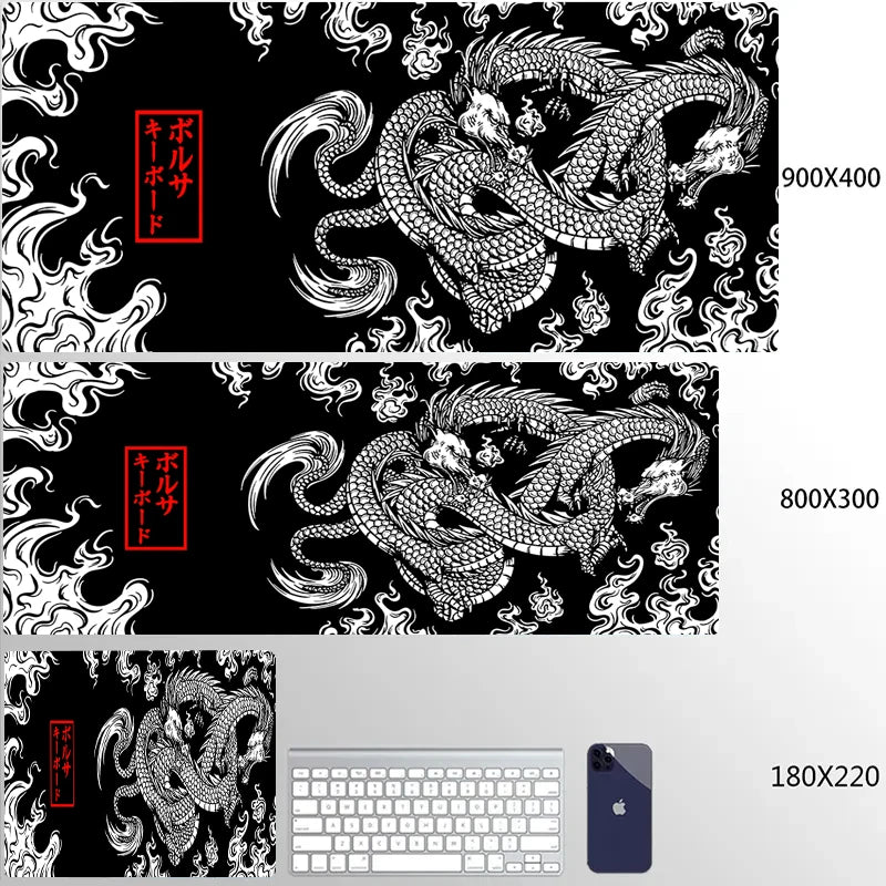 Golden Japanese Dragon Mouse Pad