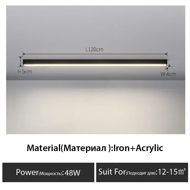 Contemporary Long Strip LED Ceiling Light Fixture for Balcony, Aisle, Bedroom, and Living Room Decor