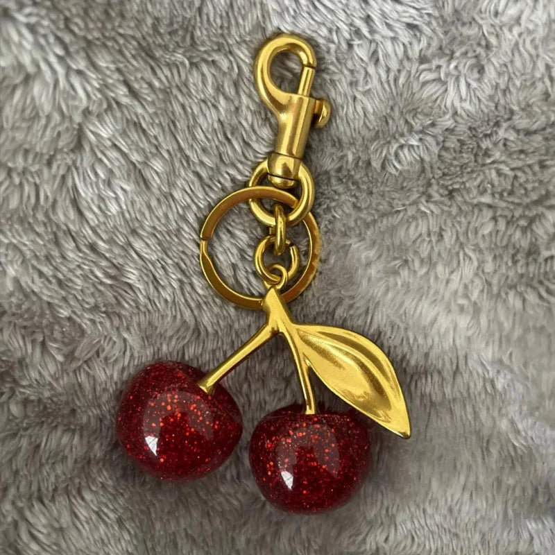 Trendy Cherry Bag Charm Women's Bag Accessories Or Keychain Pendant Cherry Adornment Individualized Handbag Decoration