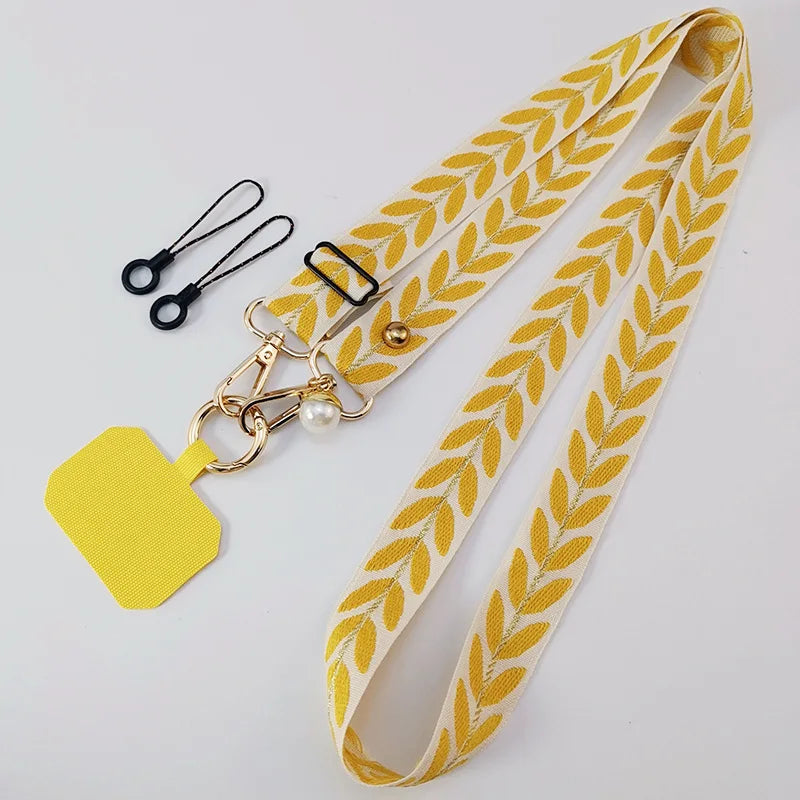 Universal Adjustable Mobile Phone Lanyard for Women Crossbody Single Shoulder Neck Strap Pearl Pendant Hanging Anti Loss Rope