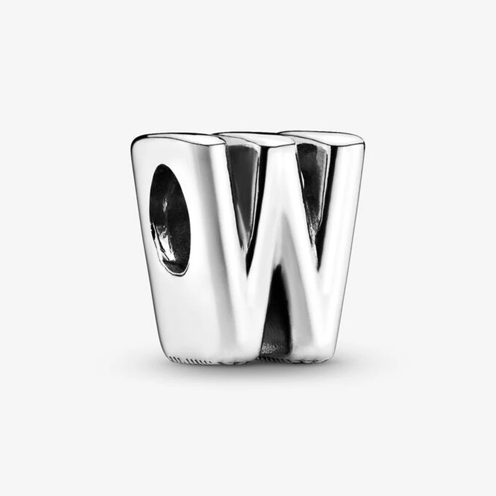 Authentic 925 Silver Plated 26 Letters A-Z Alphabet Bead Charm Fit Pan Bracelet Woman Handbag Holder
