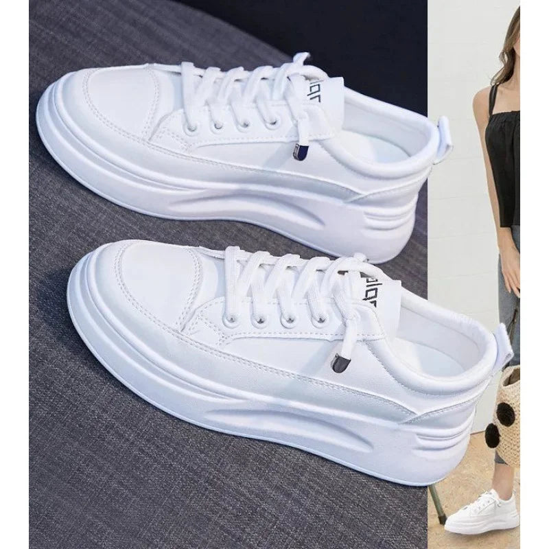 Lace Up Contrast Round Toe Platform Sneakers