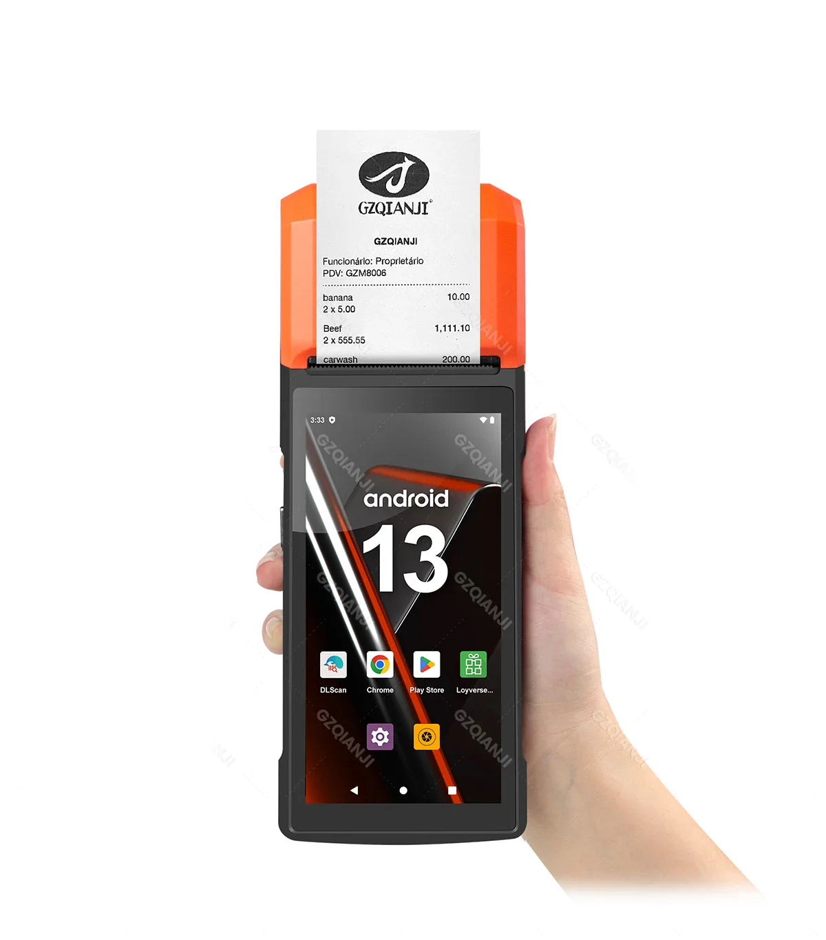 New 4G Wireless Wifi Handheld PDA Printers Android 8.1 13 POS Terminal Touch Screen Built-in 2D Barcode Scanner NFC Card Reader