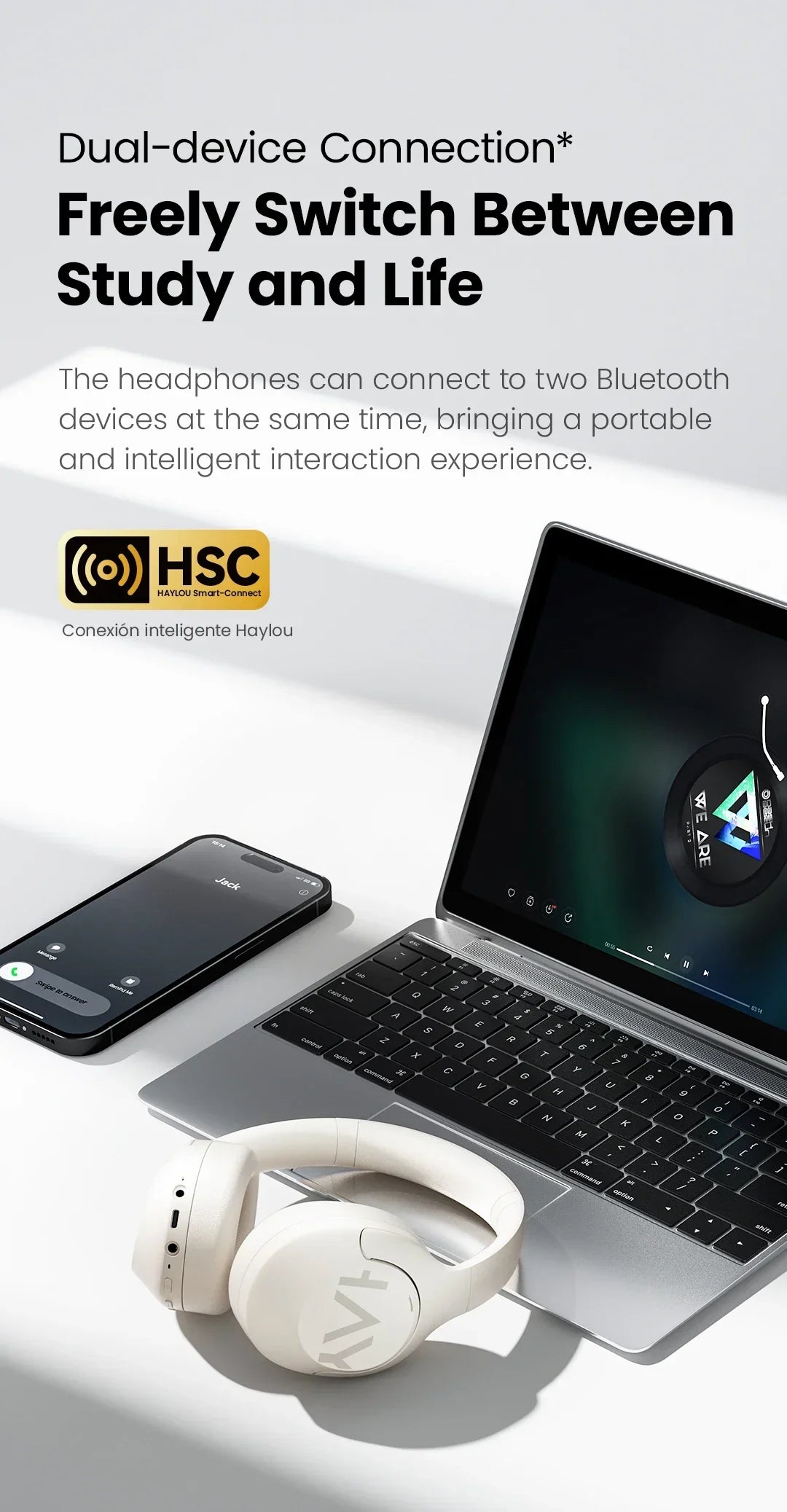 HAYLOU S30 Wireless Bluetooth 5.4 Headphones with 43dB ANC, 40mm Drivers, 80H Playtime