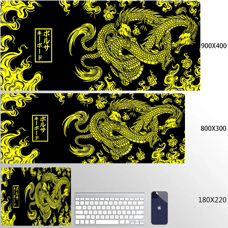 Golden Japanese Dragon Mouse Pad