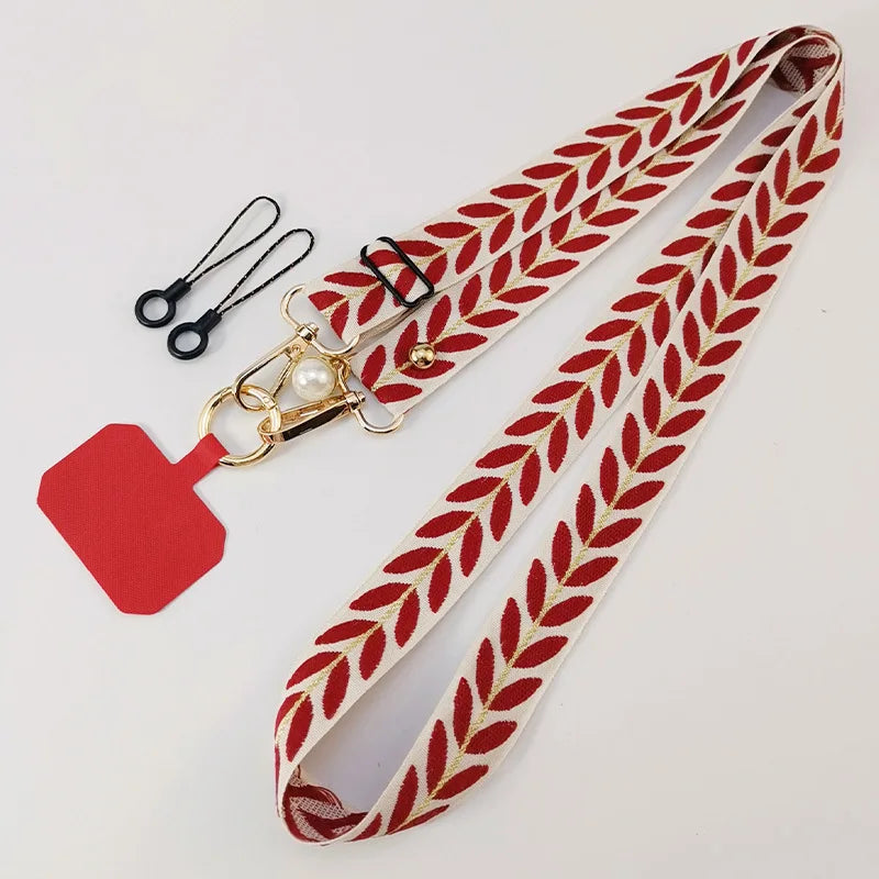 Universal Adjustable Mobile Phone Lanyard for Women Crossbody Single Shoulder Neck Strap Pearl Pendant Hanging Anti Loss Rope