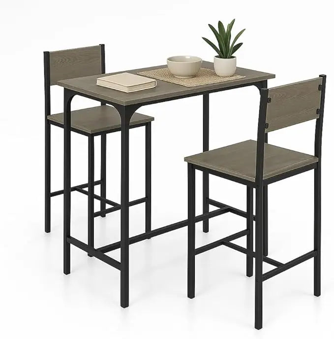 SoBuy OGT11-WN Bartafel Tafel met 4 krukken,Tuinset bartafelset 5-delige eettafel bistrotafel met 4 stoelen