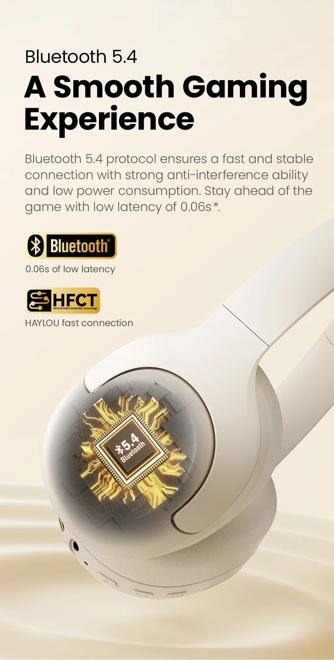 HAYLOU S30 Wireless Bluetooth 5.4 Headphones with 43dB ANC, 40mm Drivers, 80H Playtime