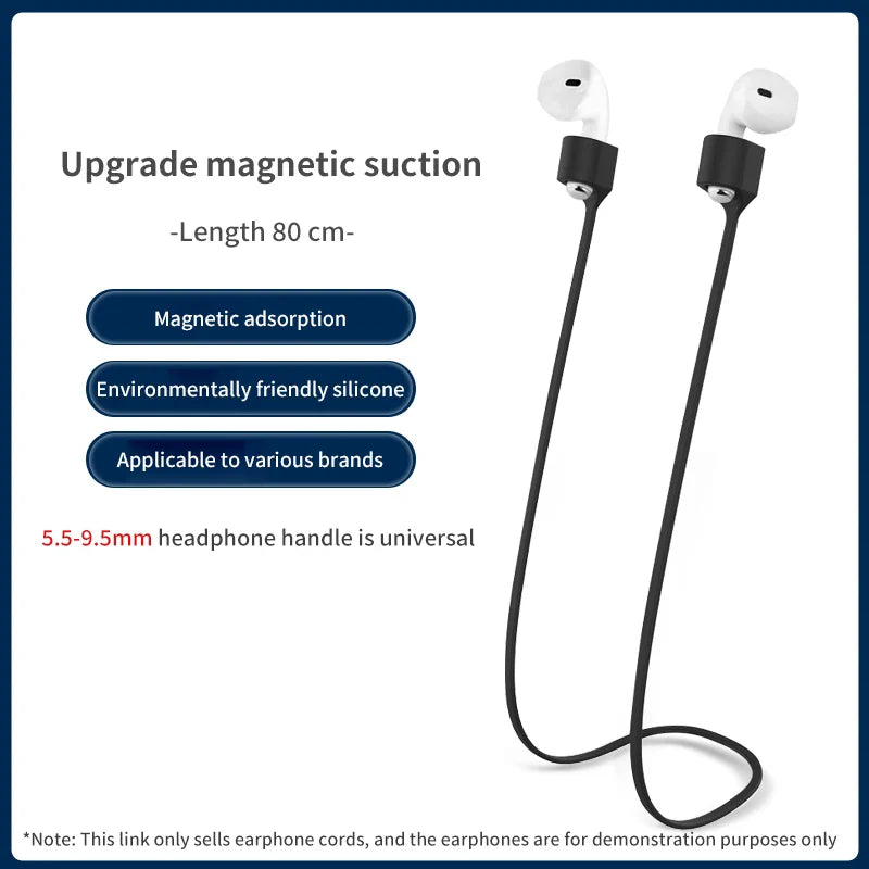 Magnetic Wireless Anti-Lost Silicone Earphone Rope Holder Cable For AirPods Pro Airdots Samsung Buds Plus Headphone Neck String