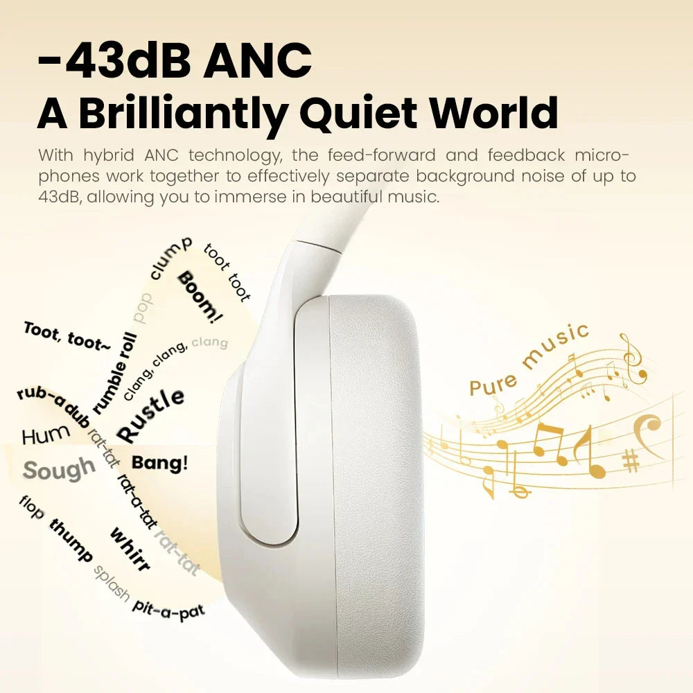 HAYLOU S30 Wireless Bluetooth 5.4 Headphones with 43dB ANC, 40mm Drivers, 80H Playtime