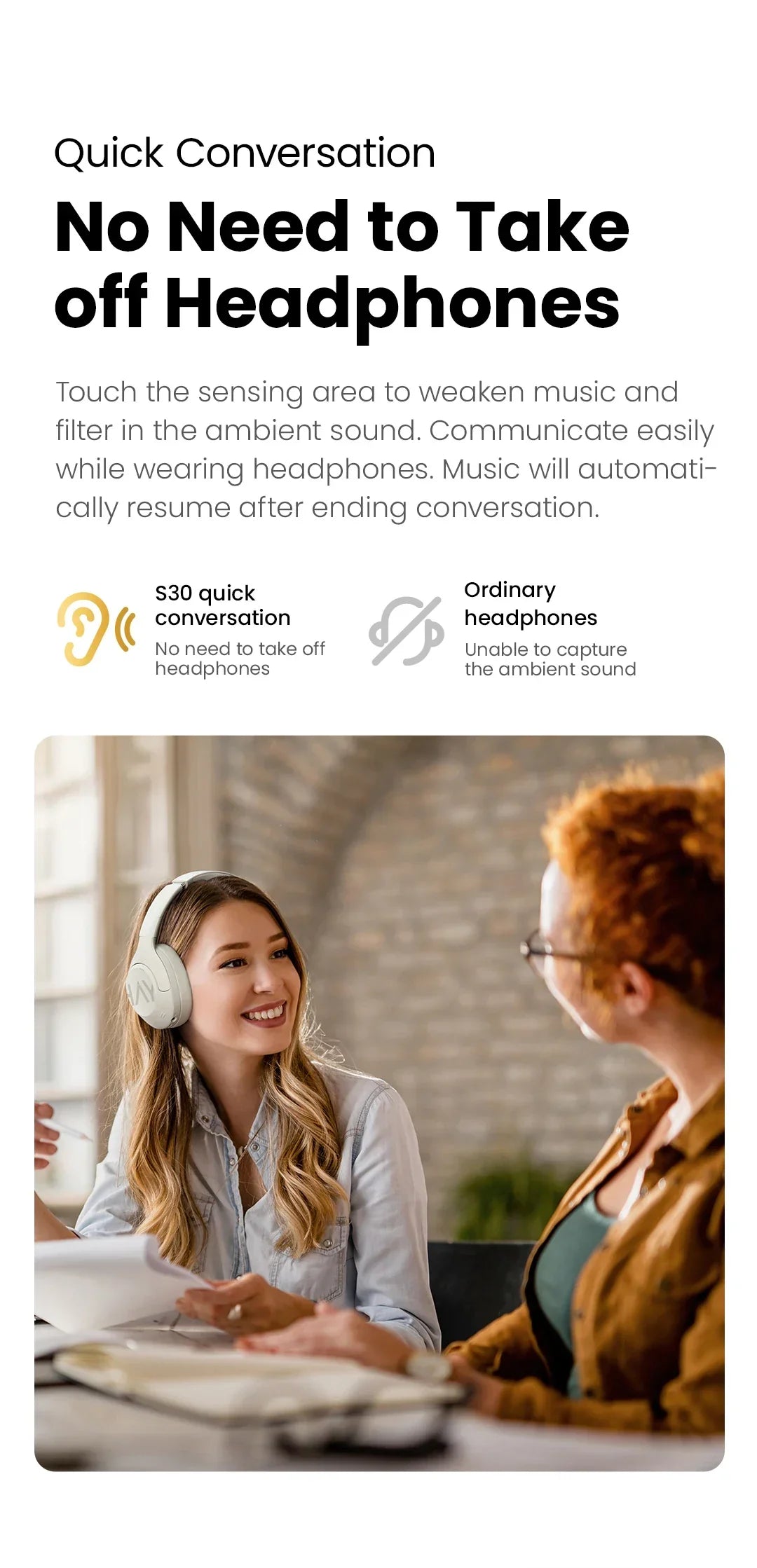 HAYLOU S30 Wireless Bluetooth 5.4 Headphones with 43dB ANC, 40mm Drivers, 80H Playtime