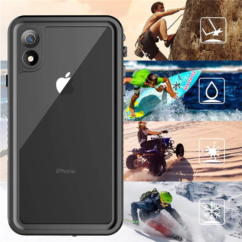 IP68 Waterproof Phone Case for iPhone 15 14 13 12 11 Pro XS MAX XR 6 6S 7 8 Plus Diving Rugged Clear Back Cover Screen Protector