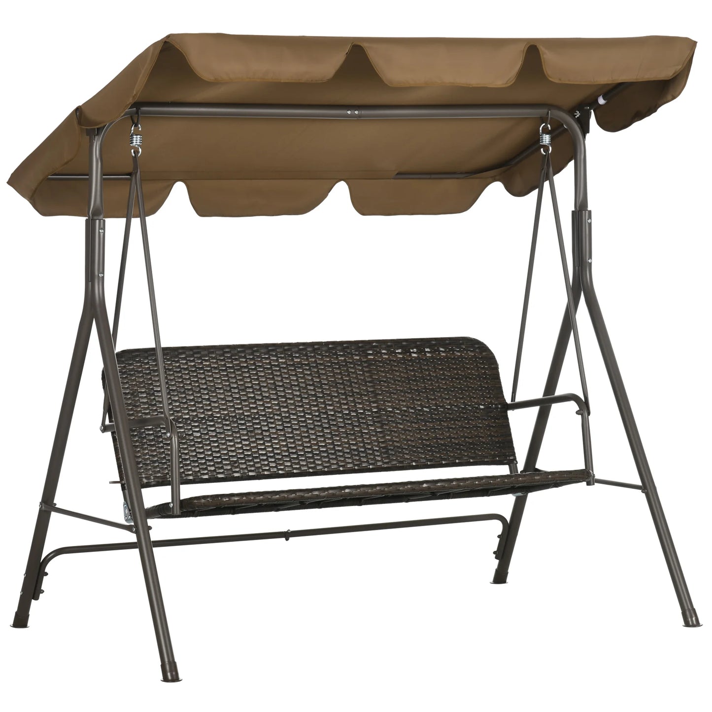 Outsunny 3 Seater Garden Swing Chair, Patio Rocking Bench with Tilting Canopy, Removable Cushion and Steel Frame, Light Grey