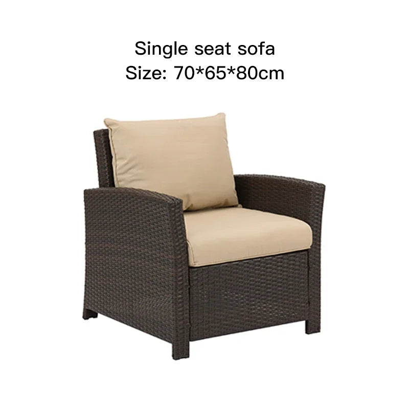 U_STYLE Outdoor, Patio Furniture Sets, 4 Piece Conversation Set Wicker Ratten Sectional Sofa with Seat Cushions(Beige Brown)