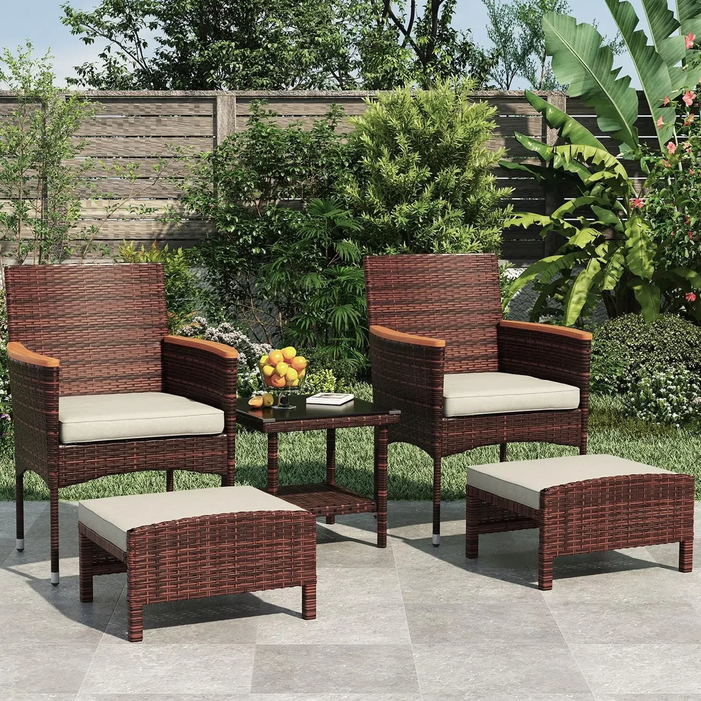 Kitcheniva Outdoor 3-Pcs Rattan Garden Sofa Set