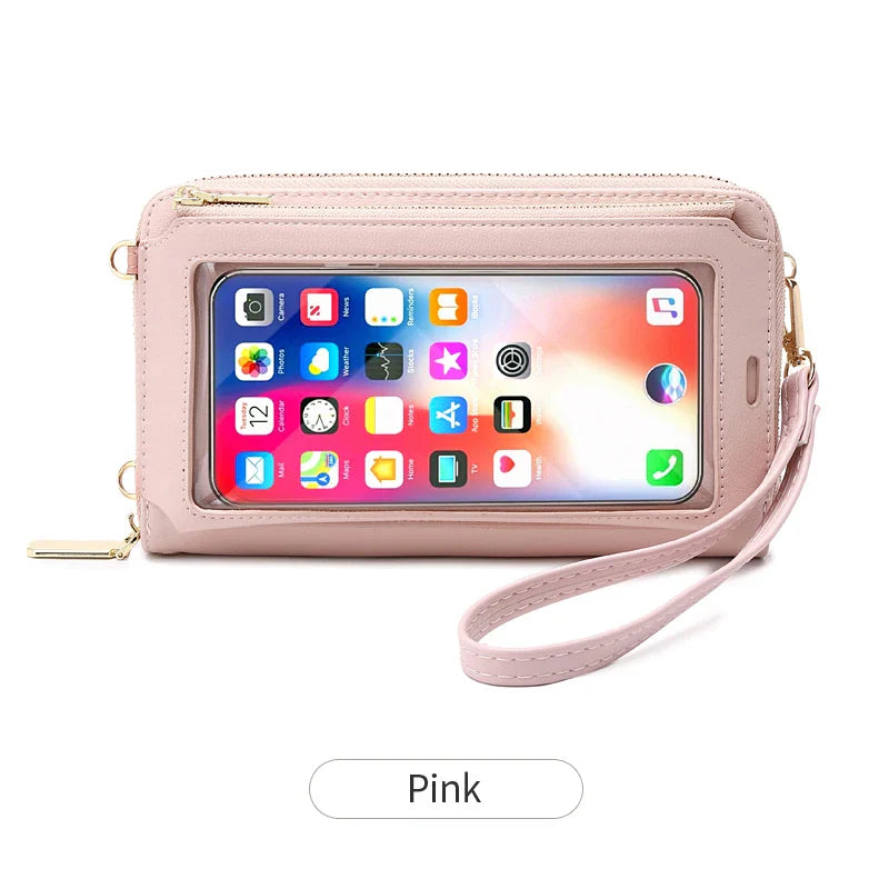Xajzpa RFID Blocking Touch Screen Mobile Phone Bag, Functional Crossbody Long Wallet, Women's Mini Coin Purse