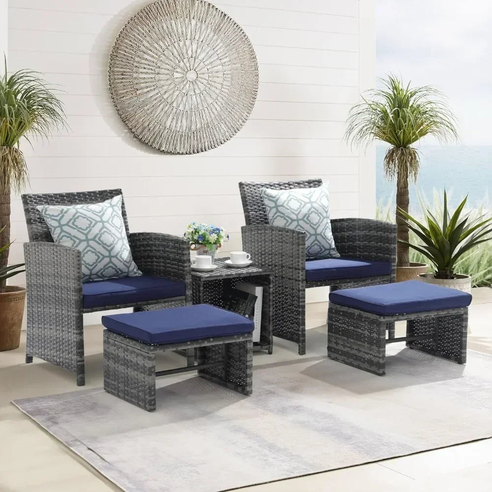 Kitcheniva Outdoor 3-Pcs Rattan Garden Sofa Set