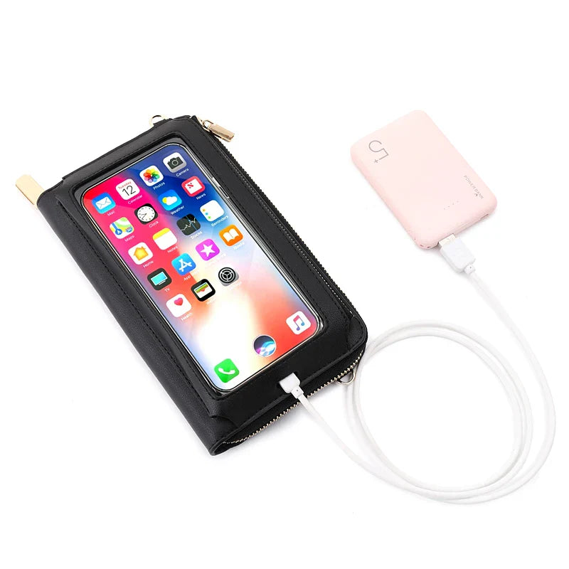 Xajzpa RFID Blocking Touch Screen Mobile Phone Bag, Functional Crossbody Long Wallet, Women's Mini Coin Purse