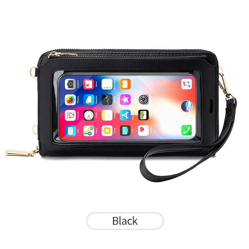 Xajzpa RFID Blocking Touch Screen Mobile Phone Bag, Functional Crossbody Long Wallet, Women's Mini Coin Purse