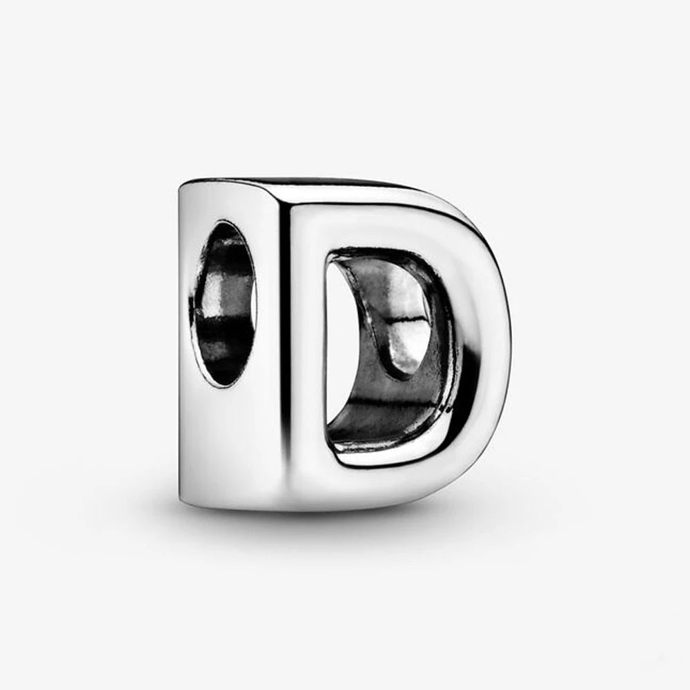 Authentic 925 Silver Plated 26 Letters A-Z Alphabet Bead Charm Fit Pan Bracelet Woman Handbag Holder