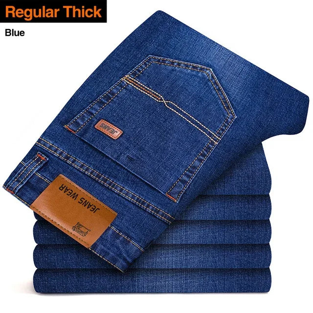 Men's Fashion Straight Jeans – Stretch Slim Fit Business Denim