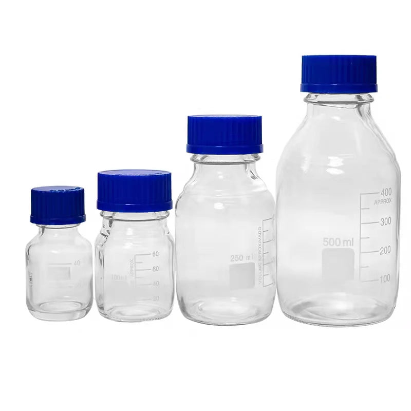 50ml/100ml/250ml Clear Glass Reagent Bottle with Blue Screw Cap