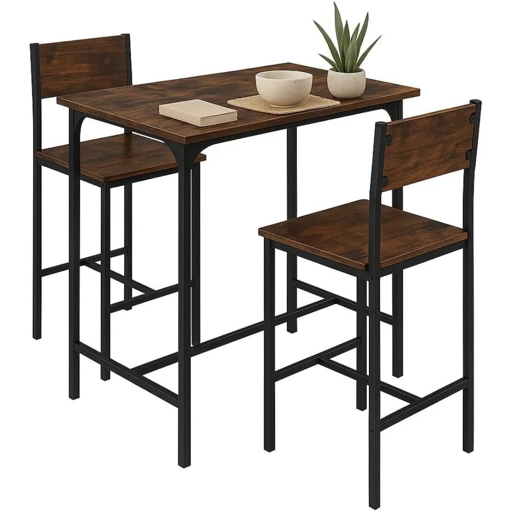 SoBuy OGT11-WN Bartafel Tafel met 4 krukken,Tuinset bartafelset 5-delige eettafel bistrotafel met 4 stoelen