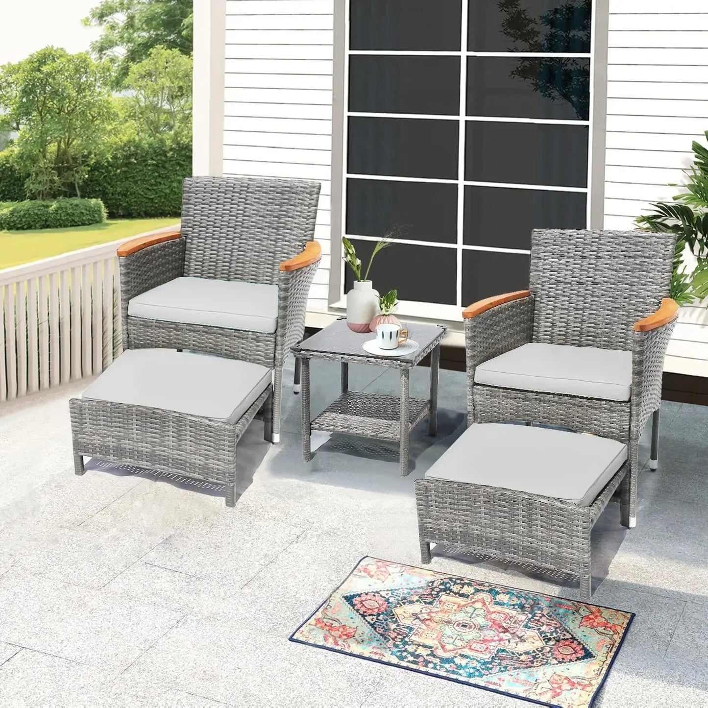 Kitcheniva Outdoor 3-Pcs Rattan Garden Sofa Set
