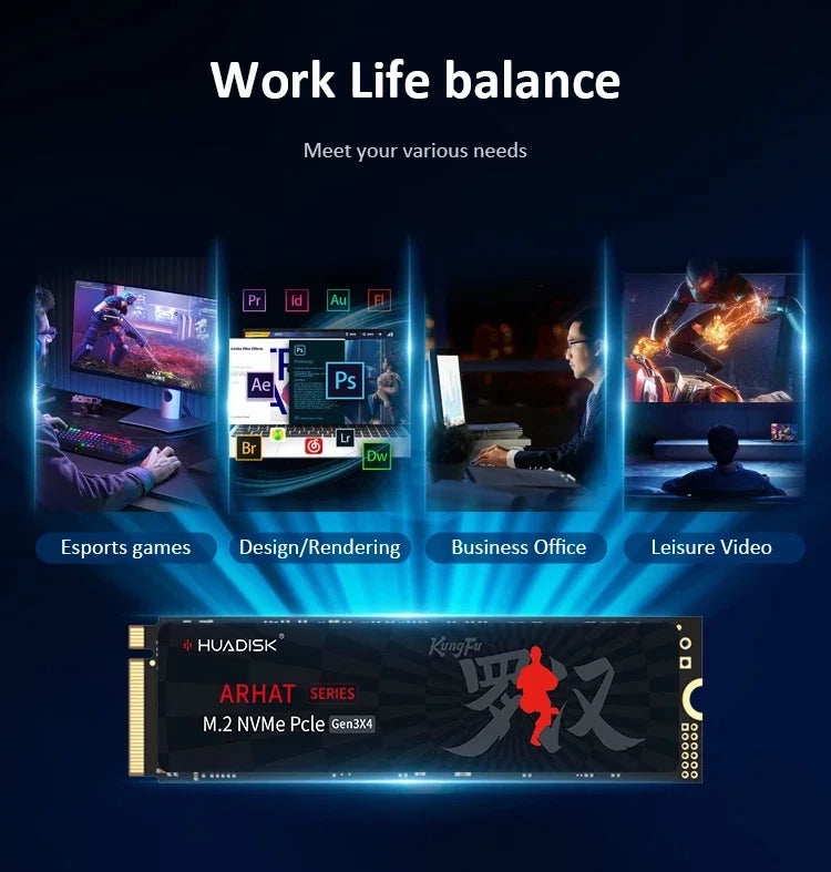 HUADISK M.2 NVMe PCIe SSD 128GB 256GB 512GB Hard Disk M2 NVMe 2280 1TB 2TB Internal Solid State Drive For Laptop Desktop