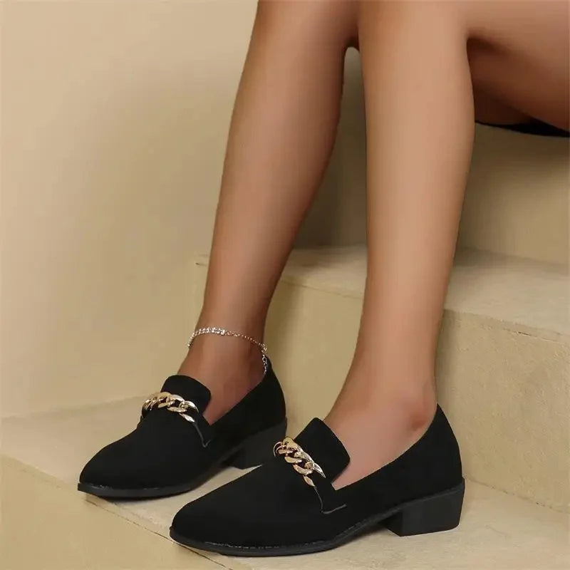 Point Toe Block Heel Loafers