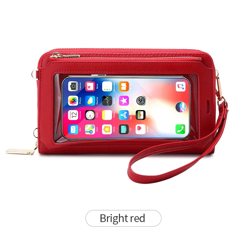 Xajzpa RFID Blocking Touch Screen Mobile Phone Bag, Functional Crossbody Long Wallet, Women's Mini Coin Purse