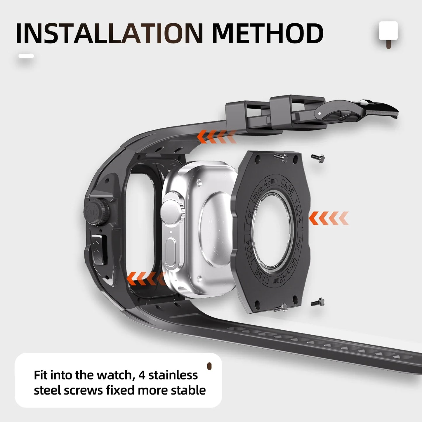 IP54 Waterproof Watch Case with Silicone Wristband for Apple Watch Ultra 2