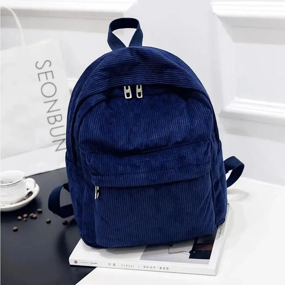 Xajzpa New Trend Backpack Fashion Women Corduroy Backpack College Women Solid Color School Backpack Travel Shoulder Bags For Teenagers