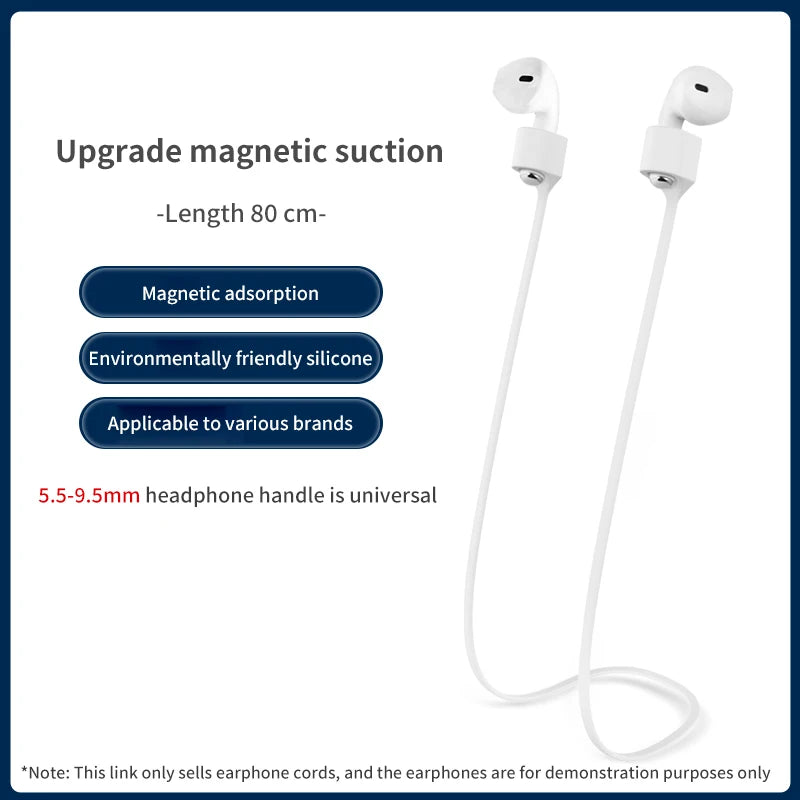 Magnetic Wireless Anti-Lost Silicone Earphone Rope Holder Cable For AirPods Pro Airdots Samsung Buds Plus Headphone Neck String