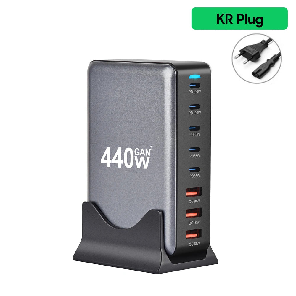 320W GaN USB-C Fast Charger – 8-Port PD & QC 3.0 Hub for iPhone 15/14, Samsung & More
