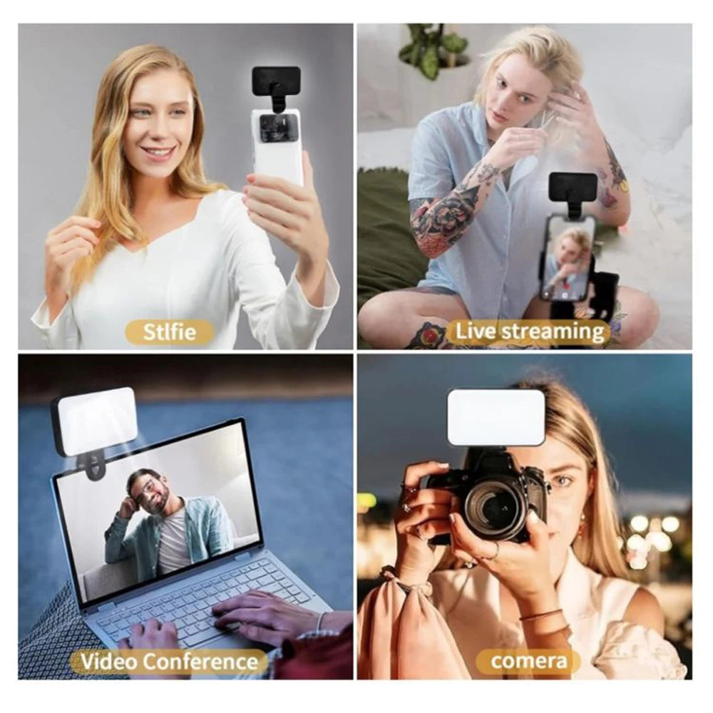 New Portable Mini Selfie Fill Light Rechargeable 3 Modes Adjustable Brightness Clip On For Mobile Phone Computer Fill Light