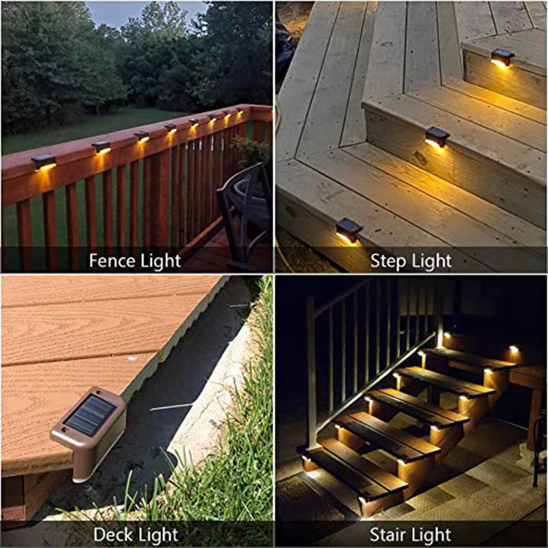 Warm White LED Solar Step Lamp Outdoor Waterproof Path and Stair Garden Light