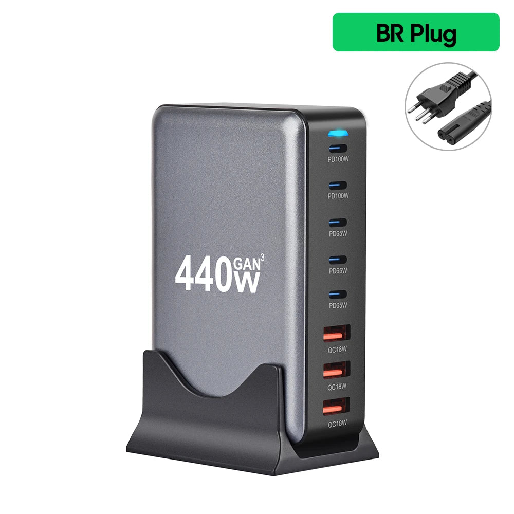320W GaN USB-C Fast Charger – 8-Port PD & QC 3.0 Hub for iPhone 15/14, Samsung & More